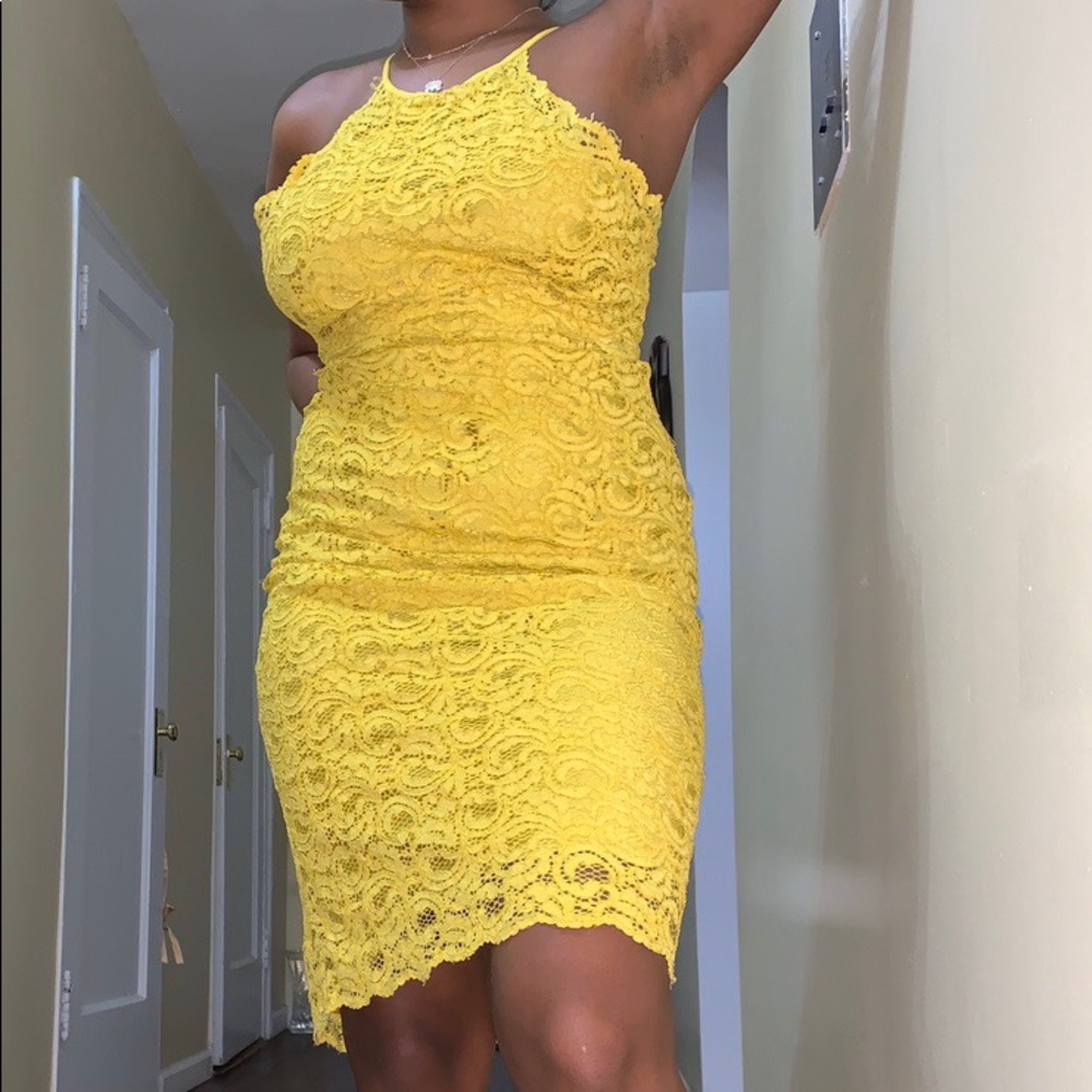Zara Women Yellow Floral Halter Dress